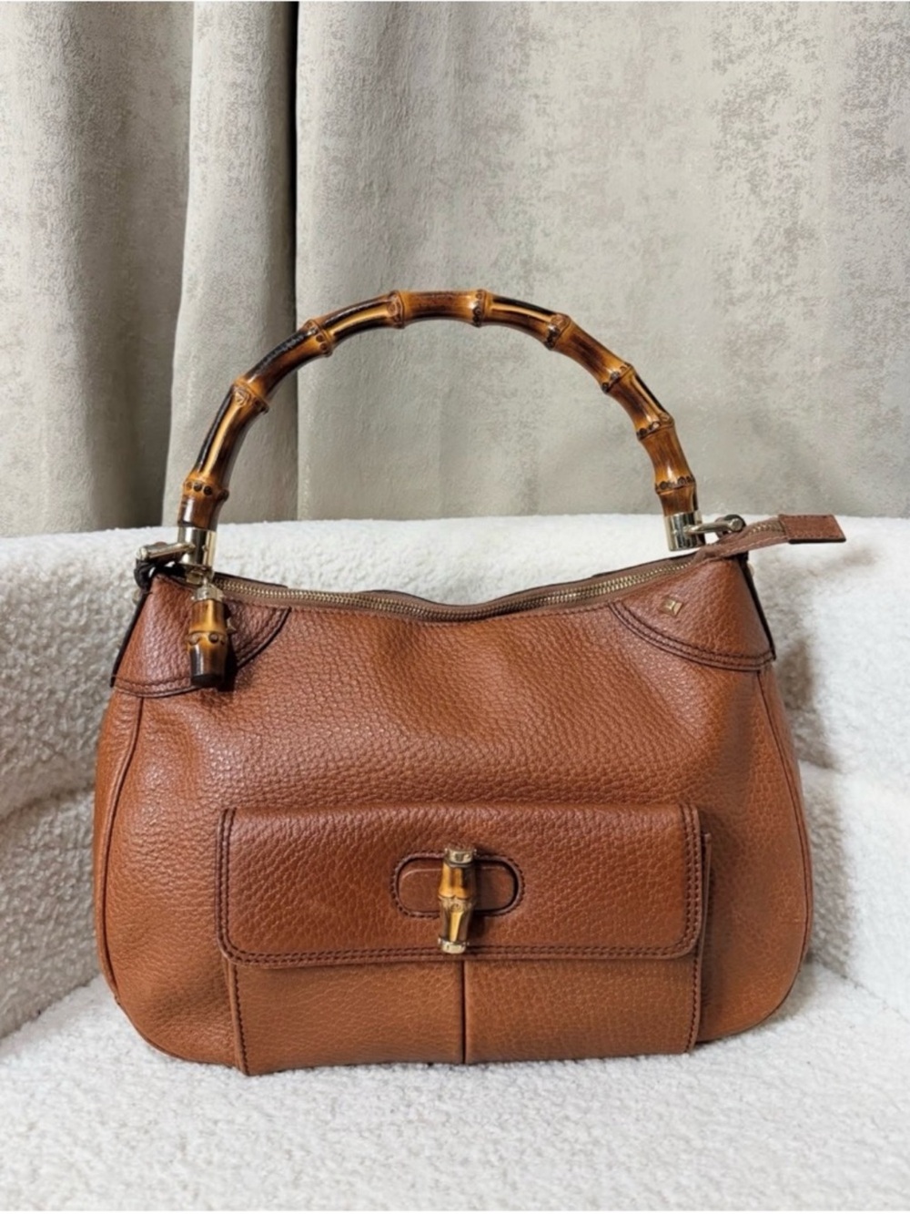 Gucci Brown Tan Leather Shoulder Bag with Bamboo Handle, make an offer!! - Picture 2 of 4